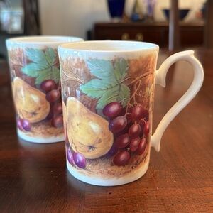 Roy Kirkham Classic Fruit Fine Bone China Coffee Tea Mugs Cup Set of 2